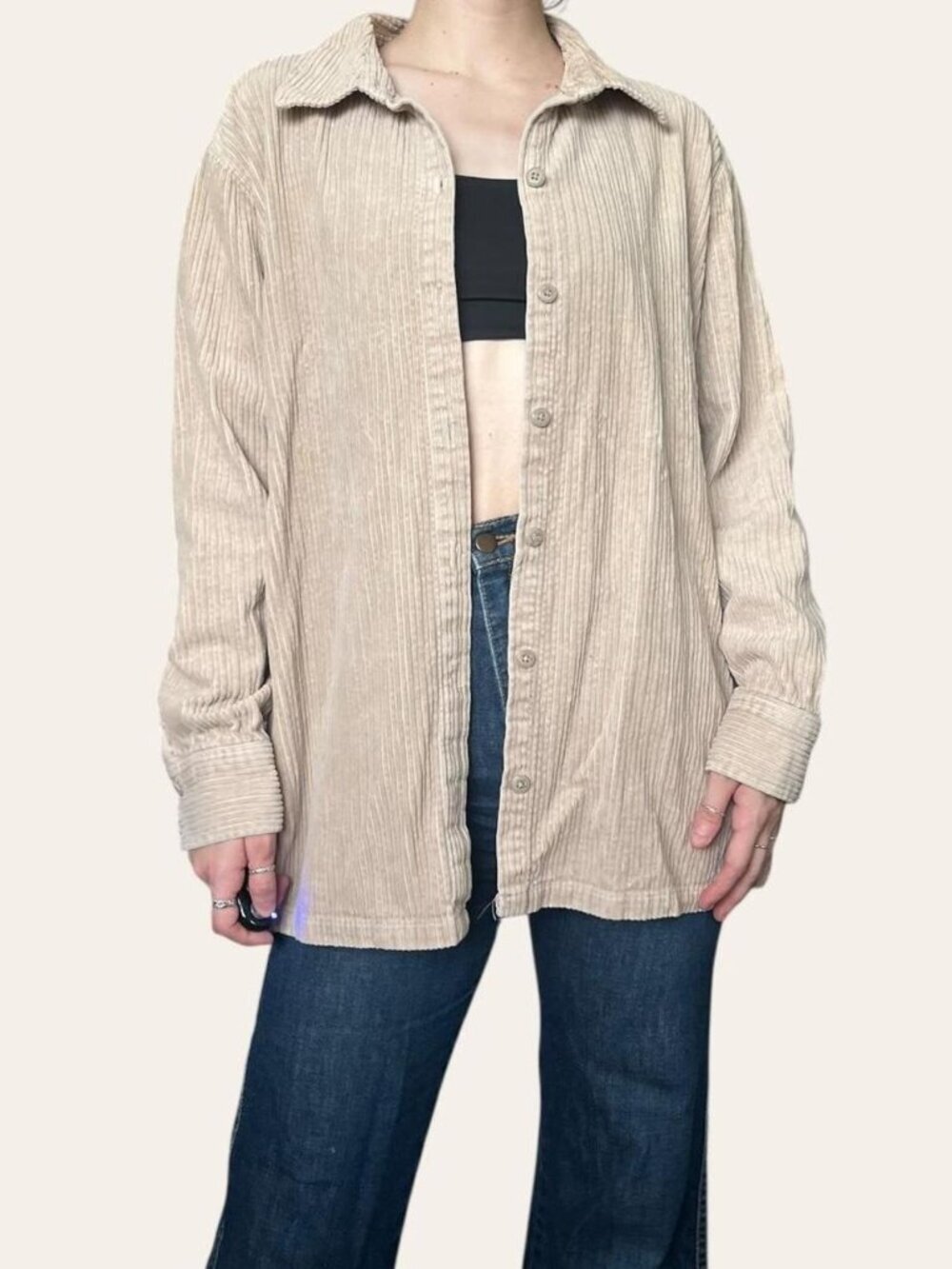 Croft & Barrow 90s/2000s vintage tan corduroy shacket - Large - Picture 2 of 5